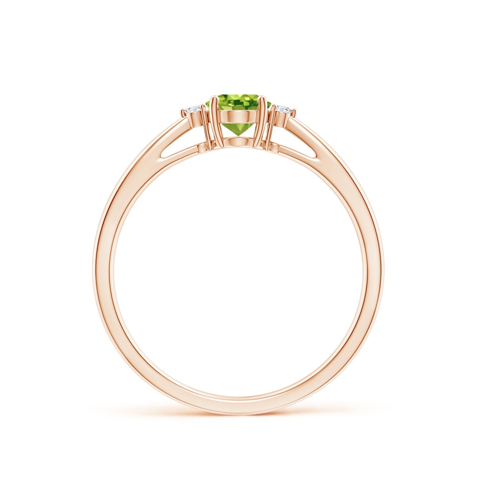 6x4mm AAA Tapered Shank Peridot Solitaire Ring with Diamond Accents in Rose Gold side 199