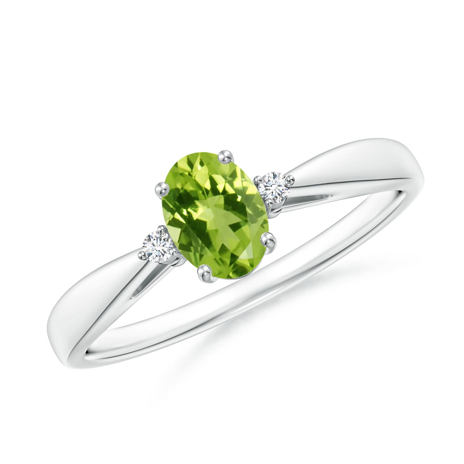 AAA - Peridot / 0.51 CT / 14 KT White Gold