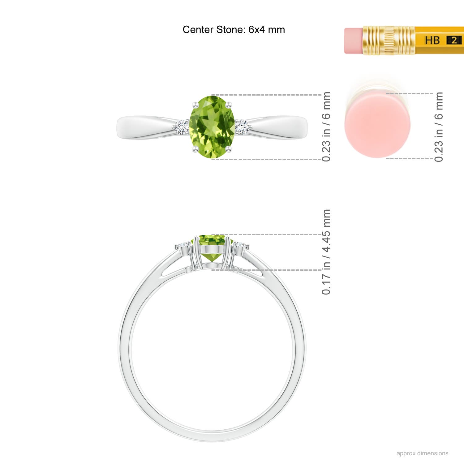 AAA - Peridot / 0.51 CT / 14 KT White Gold