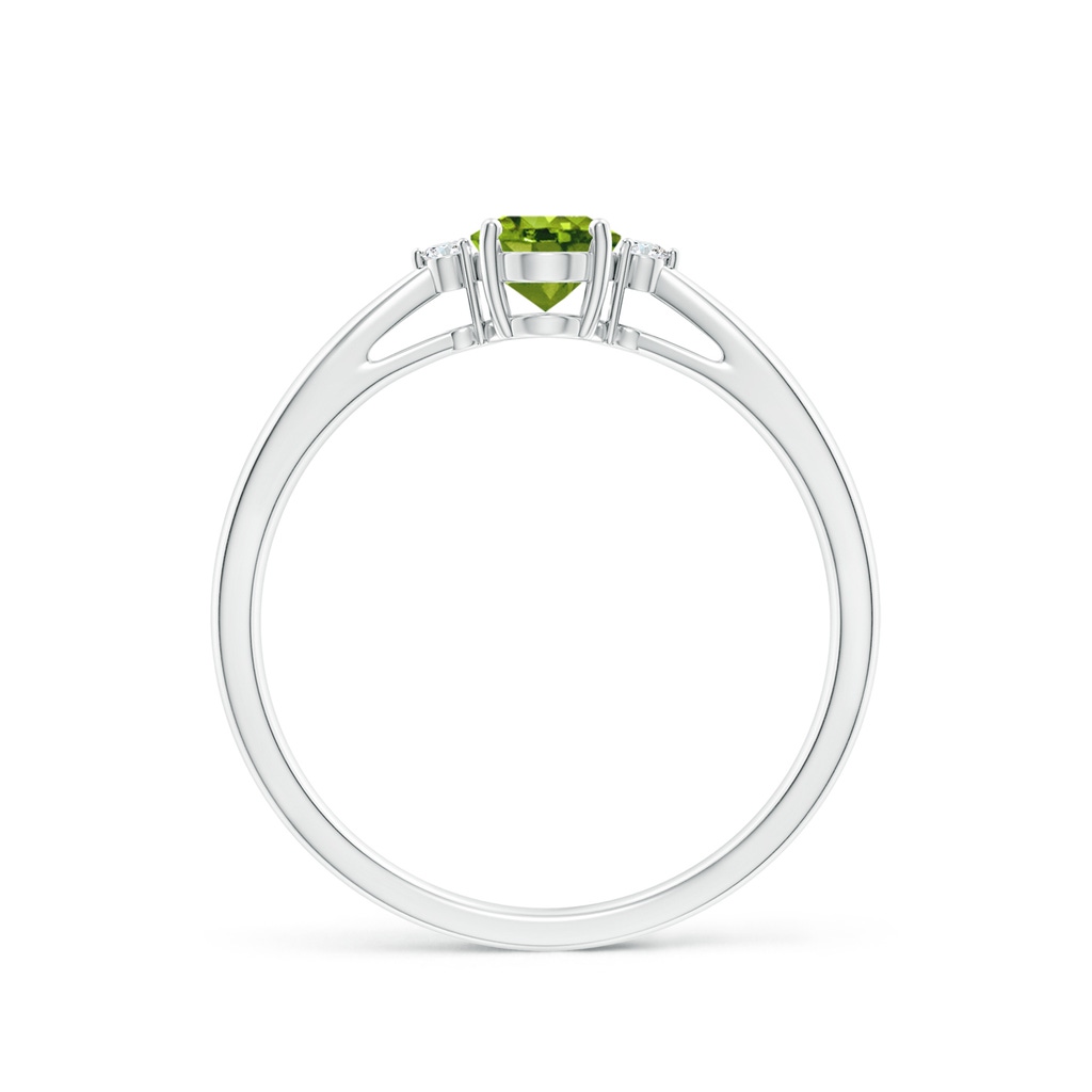6x4mm AAAA Tapered Shank Peridot Solitaire Ring with Diamond Accents in P950 Platinum - side 199