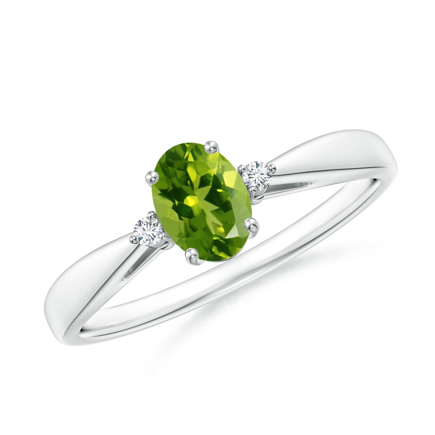 AAAA - Peridot / 0.51 CT / 14 KT White Gold