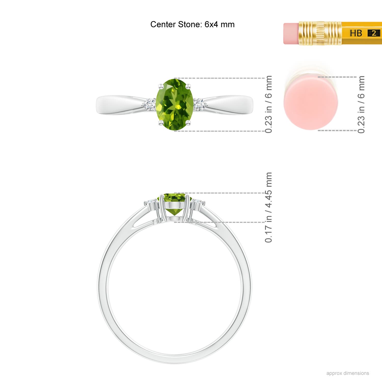 AAAA - Peridot / 0.51 CT / 14 KT White Gold