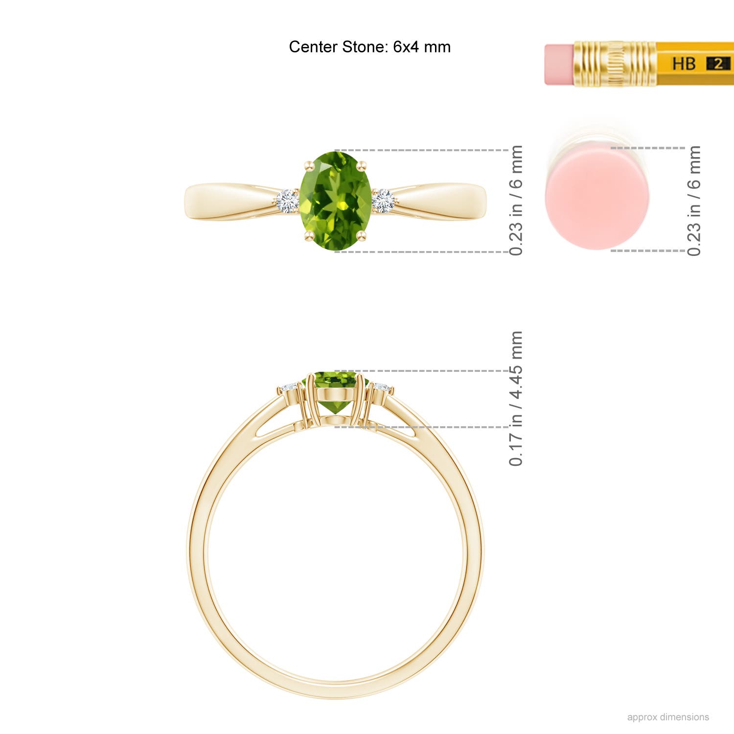 AAAA - Peridot / 0.51 CT / 14 KT Yellow Gold