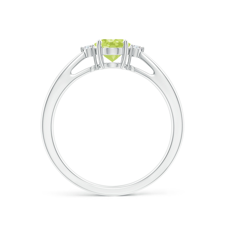 7x5mm A Tapered Shank Peridot Solitaire Ring with Diamond Accents in P950 Platinum side 199