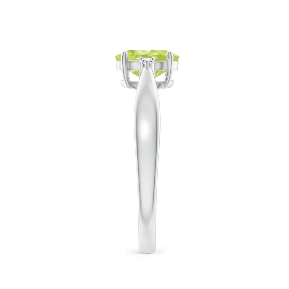 7x5mm A Tapered Shank Peridot Solitaire Ring with Diamond Accents in P950 Platinum side 299