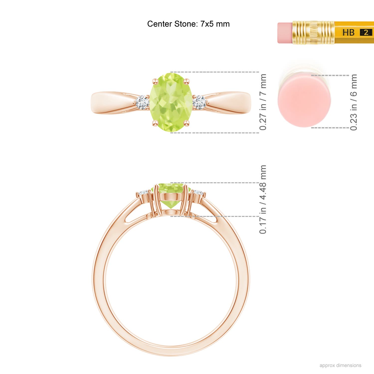 A - Peridot / 0.89 CT / 14 KT Rose Gold