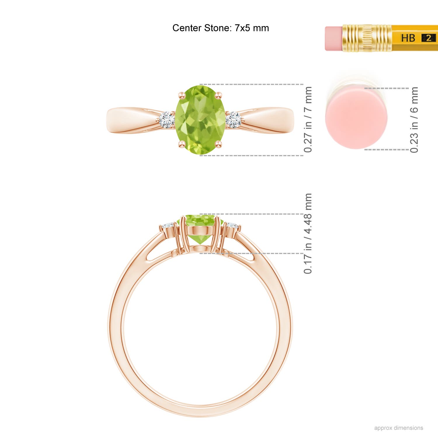 AA - Peridot / 0.89 CT / 14 KT Rose Gold