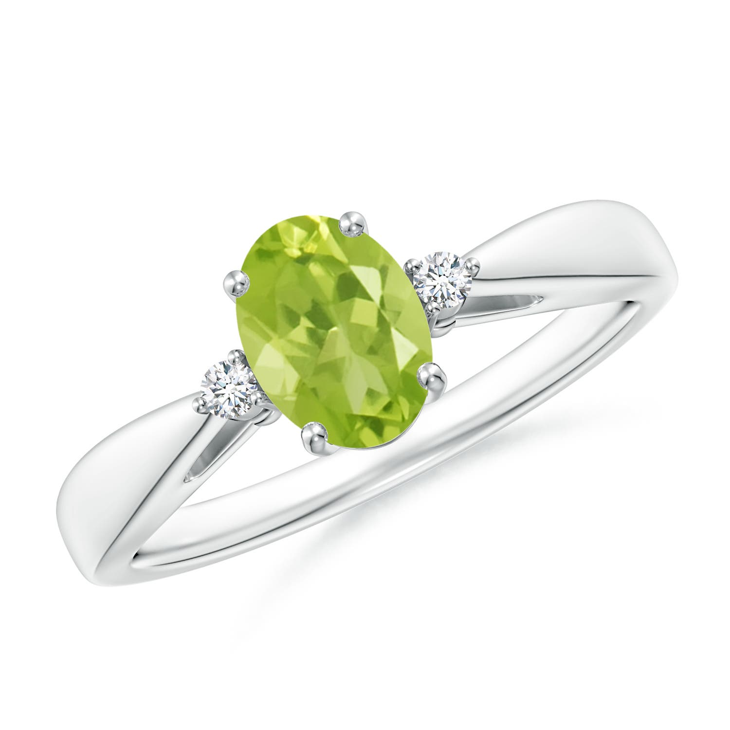 AA - Peridot / 0.89 CT / 14 KT White Gold