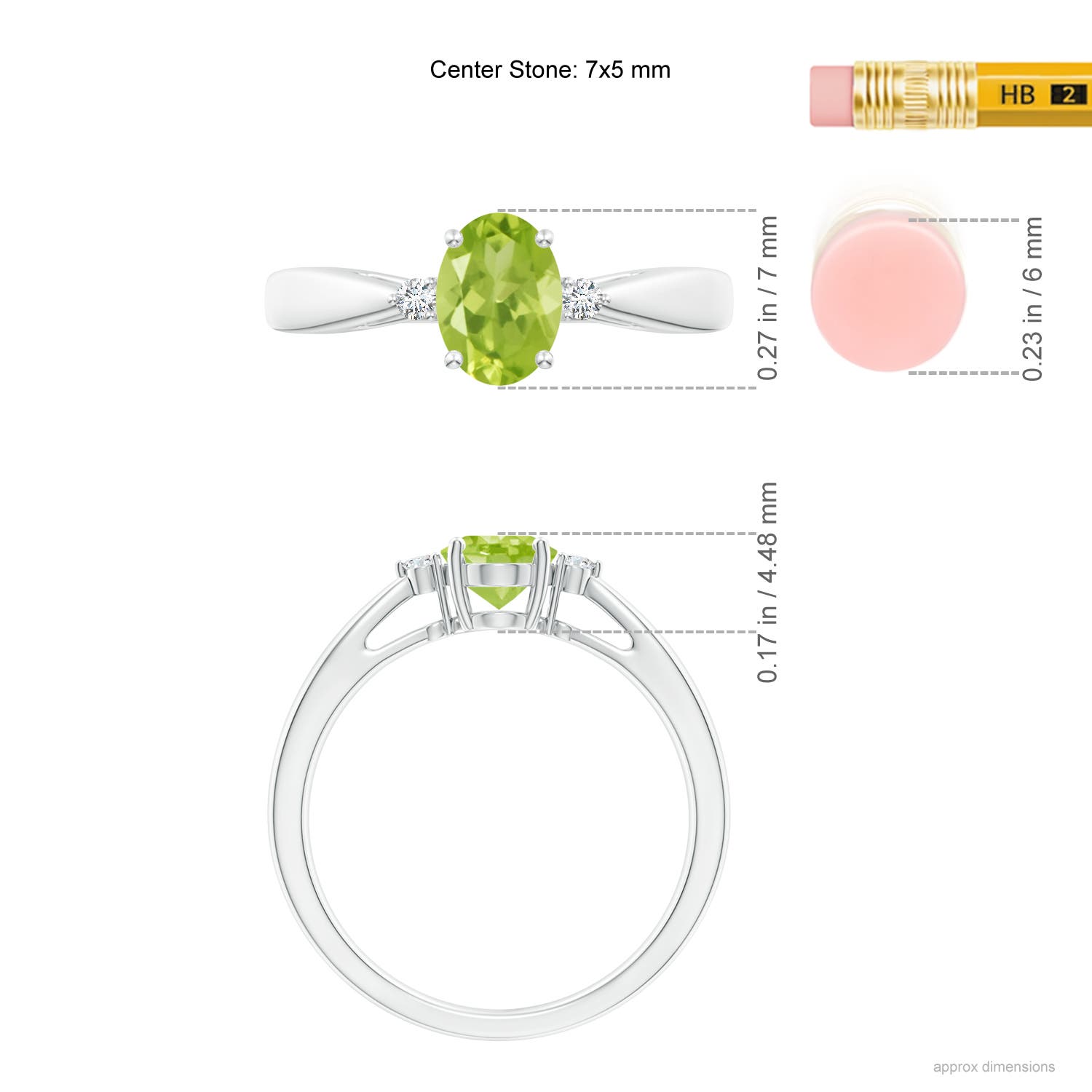 AA - Peridot / 0.89 CT / 14 KT White Gold