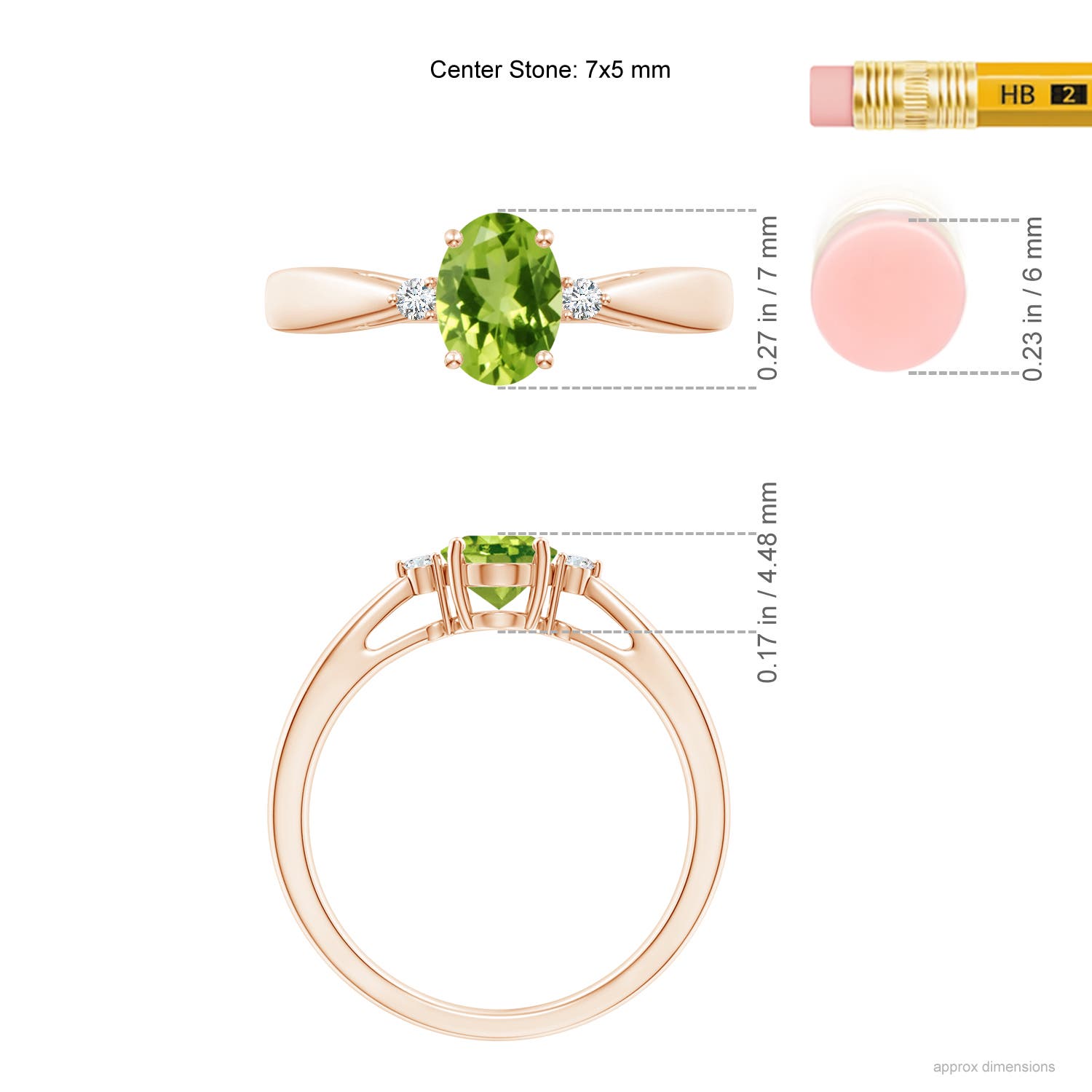 AAA - Peridot / 0.89 CT / 14 KT Rose Gold