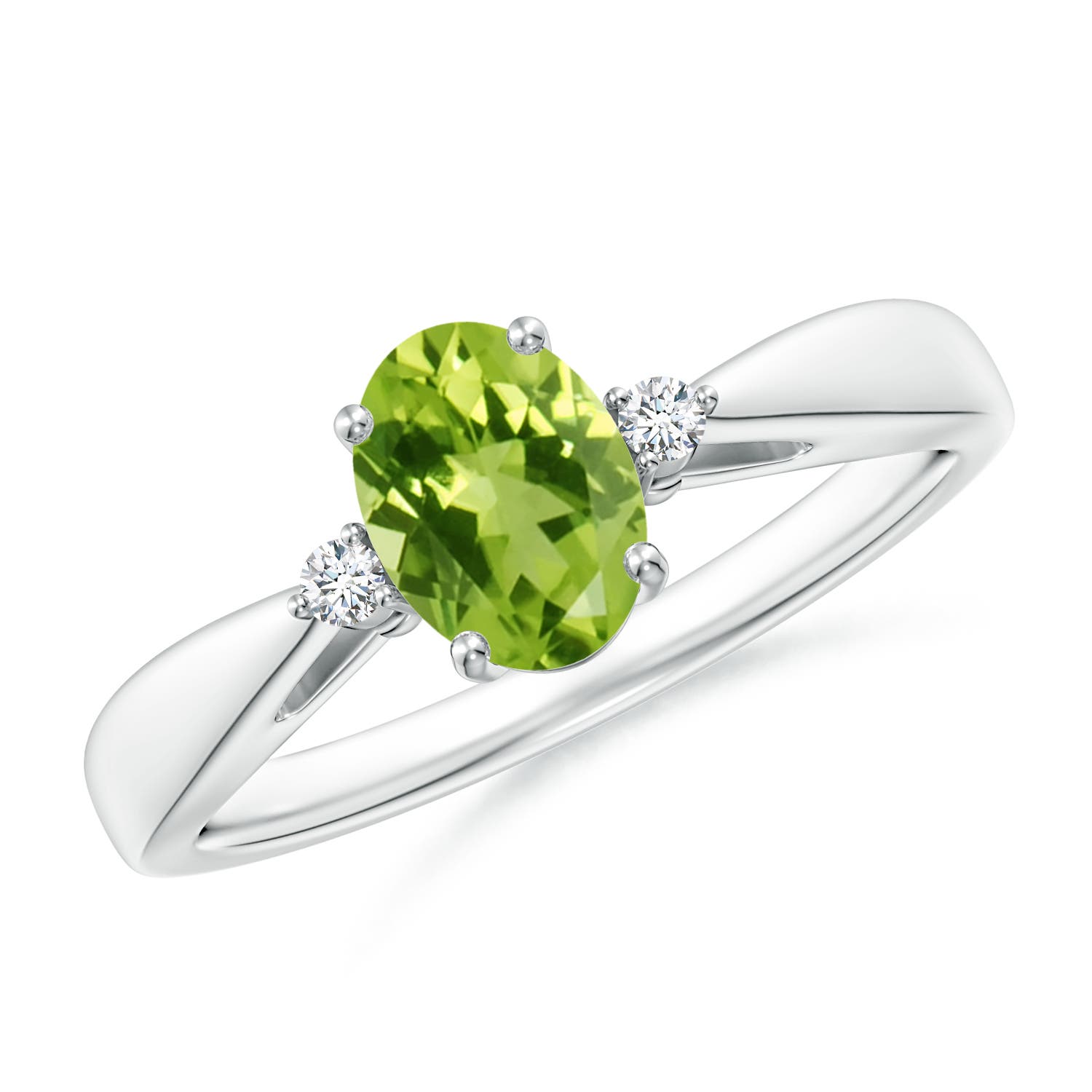 AAA - Peridot / 0.89 CT / 14 KT White Gold