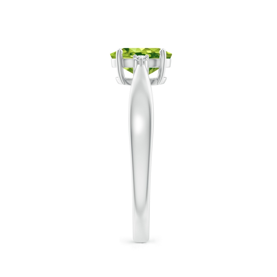 7x5mm AAA Tapered Shank Peridot Solitaire Ring with Diamond Accents in White Gold side 299