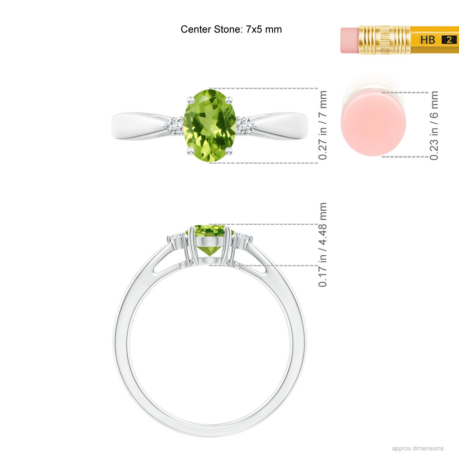 AAA - Peridot / 0.89 CT / 14 KT White Gold