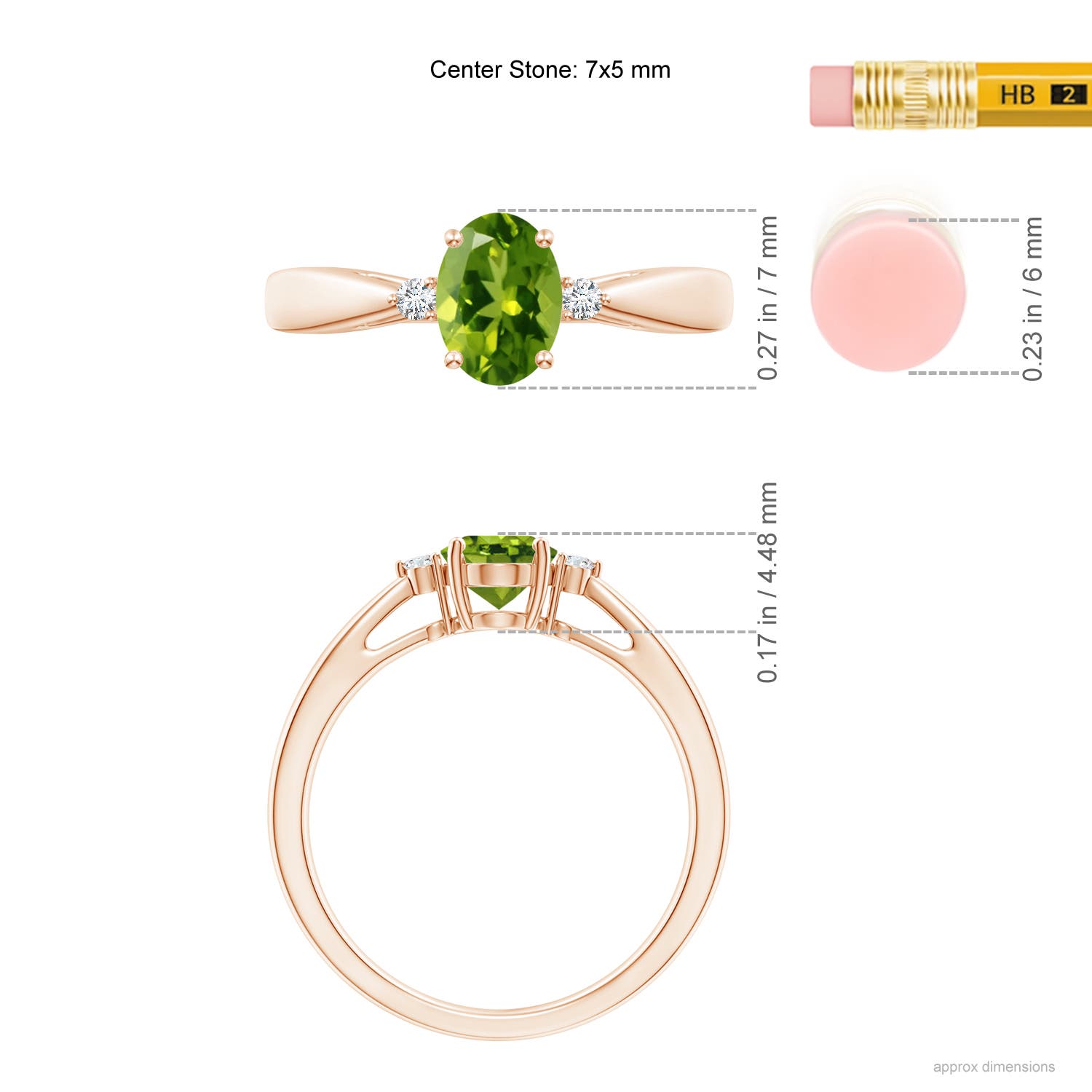 AAAA - Peridot / 0.89 CT / 14 KT Rose Gold