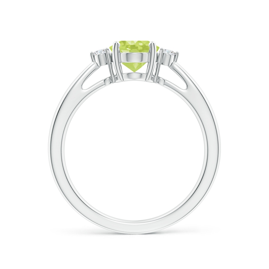 8x6mm A Tapered Shank Peridot Solitaire Ring with Diamond Accents in P950 Platinum side 199