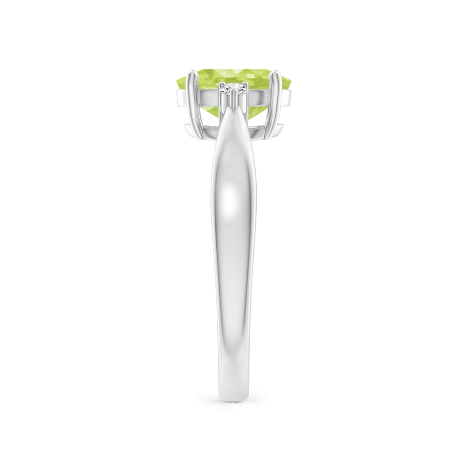 8x6mm A Tapered Shank Peridot Solitaire Ring with Diamond Accents in P950 Platinum side 299