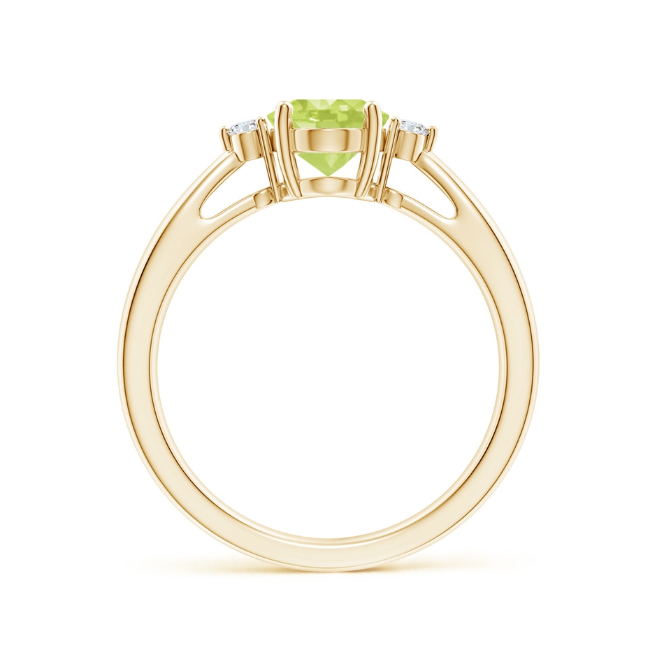 8x6mm A Tapered Shank Peridot Solitaire Ring with Diamond Accents in Yellow Gold side 199