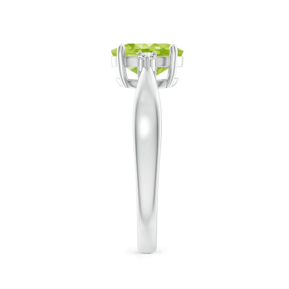 8x6mm AA Tapered Shank Peridot Solitaire Ring with Diamond Accents in White Gold side 299