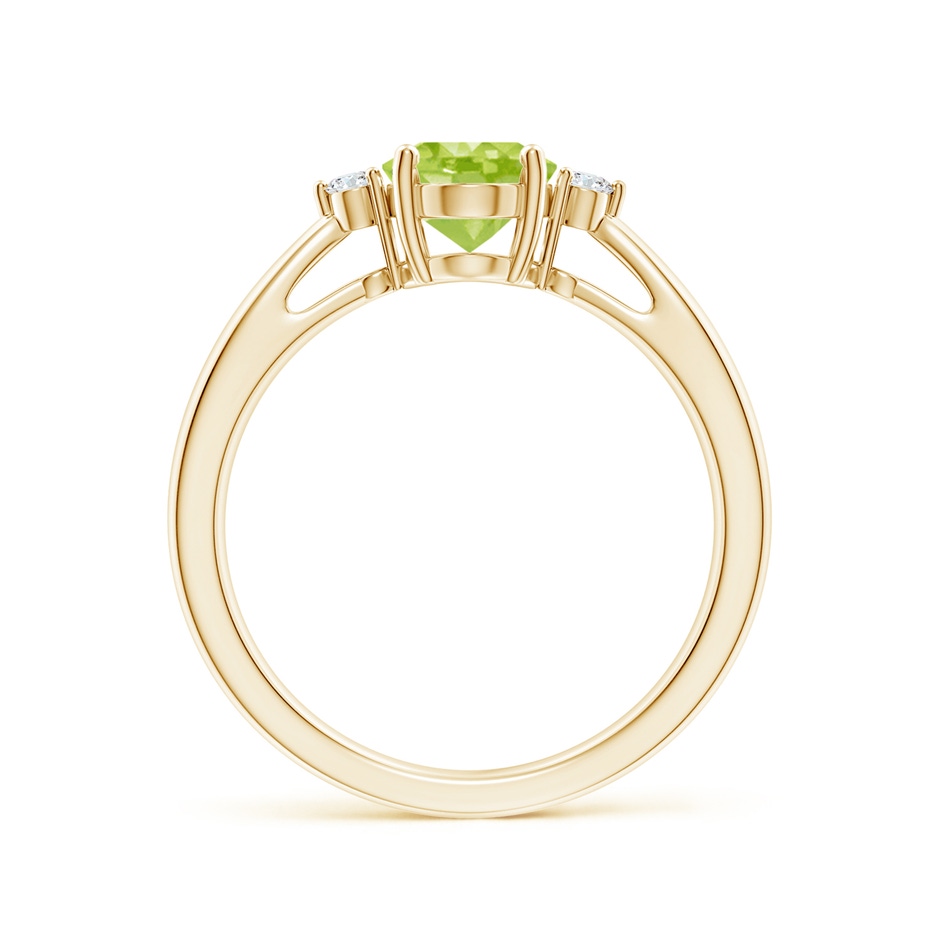 8x6mm AA Tapered Shank Peridot Solitaire Ring with Diamond Accents in Yellow Gold side 199