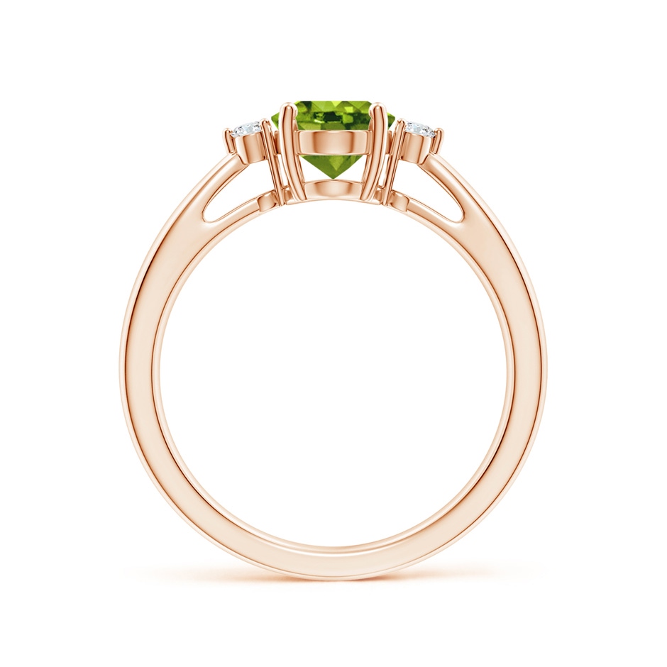 8x6mm AAAA Tapered Shank Peridot Solitaire Ring with Diamond Accents in Rose Gold side 199