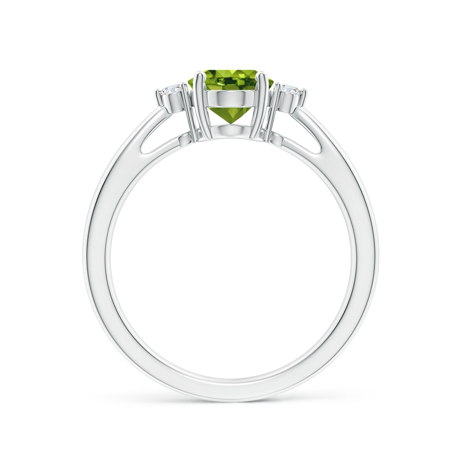 8x6mm AAAA Tapered Shank Peridot Solitaire Ring with Diamond Accents in White Gold side 199