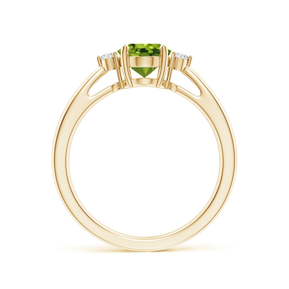 8x6mm AAAA Tapered Shank Peridot Solitaire Ring with Diamond Accents in Yellow Gold side 199