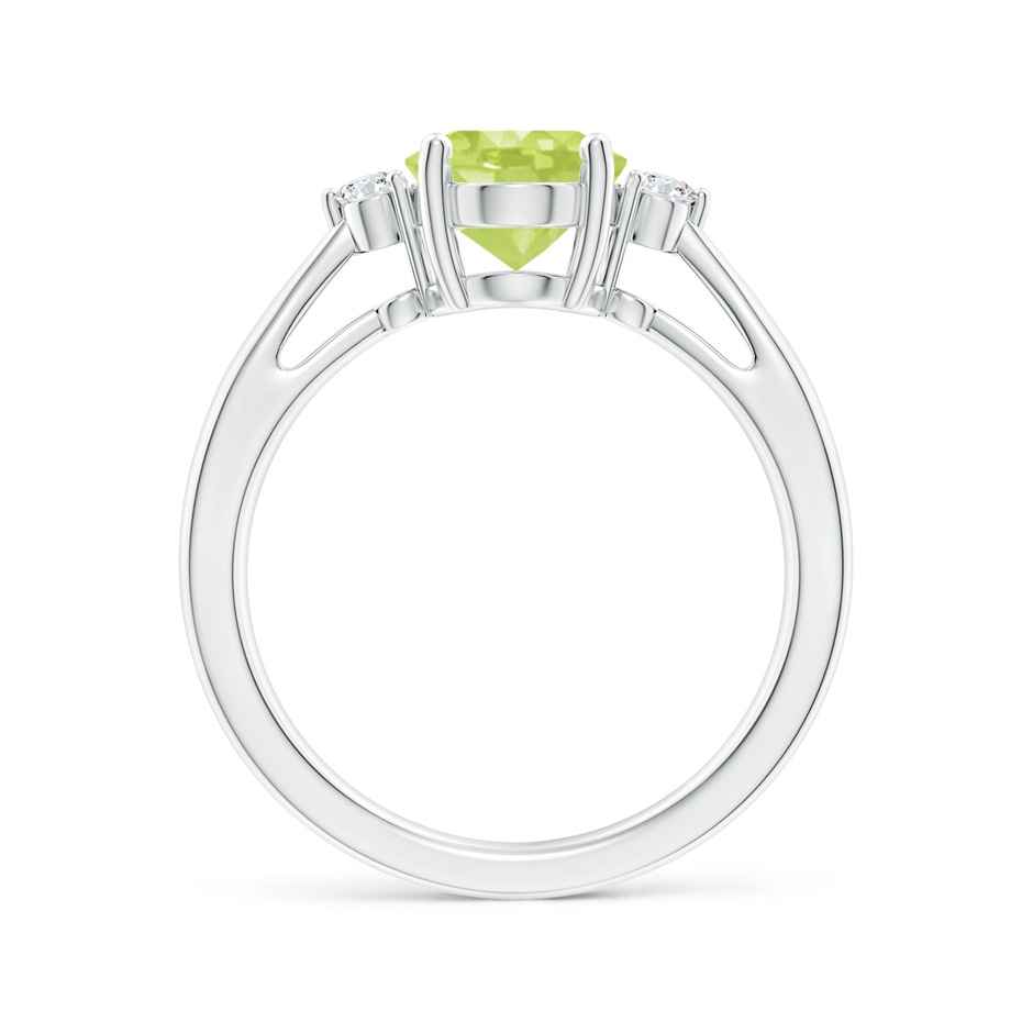 9x7mm A Tapered Shank Peridot Solitaire Ring with Diamond Accents in P950 Platinum side 199