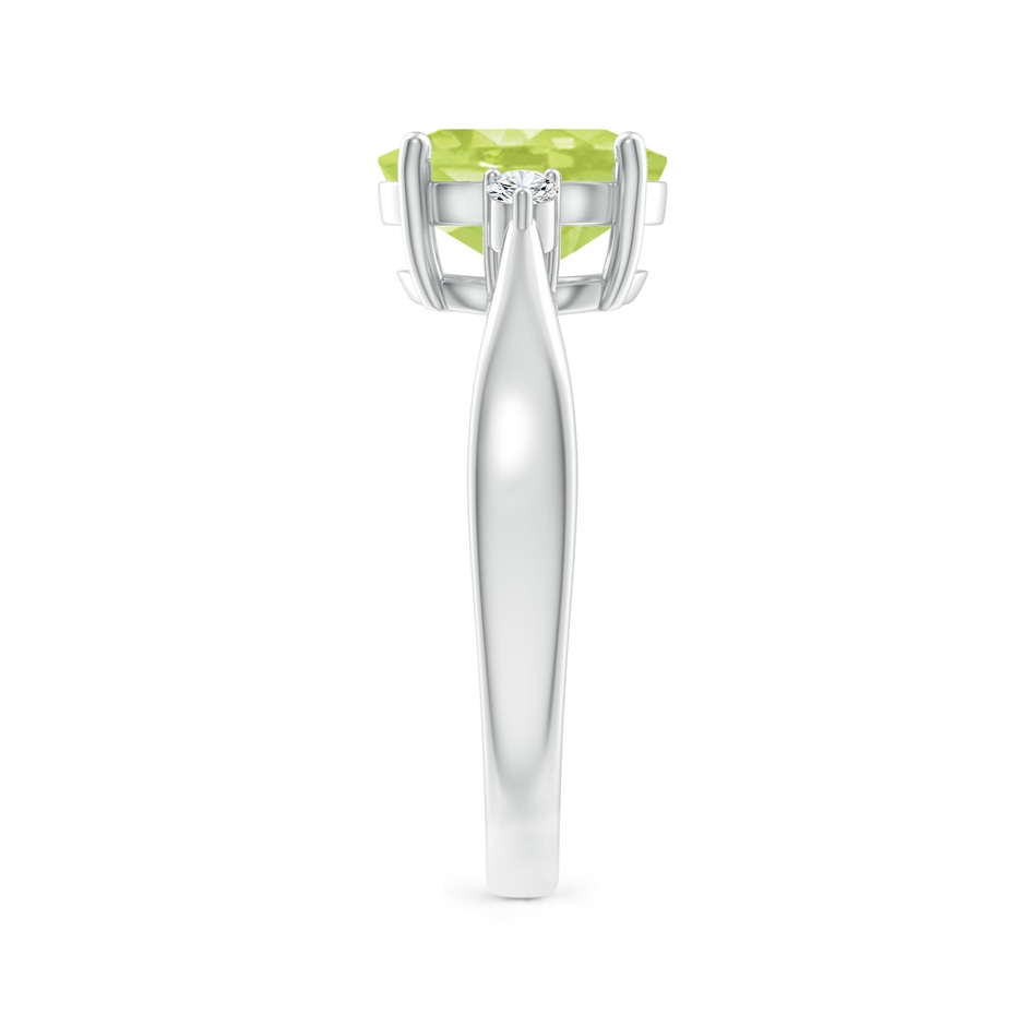 9x7mm A Tapered Shank Peridot Solitaire Ring with Diamond Accents in P950 Platinum side 299
