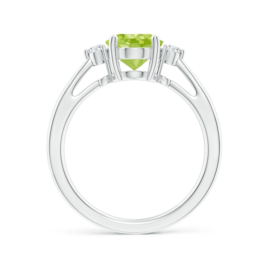 9x7mm AA Tapered Shank Peridot Solitaire Ring with Diamond Accents in White Gold side 199