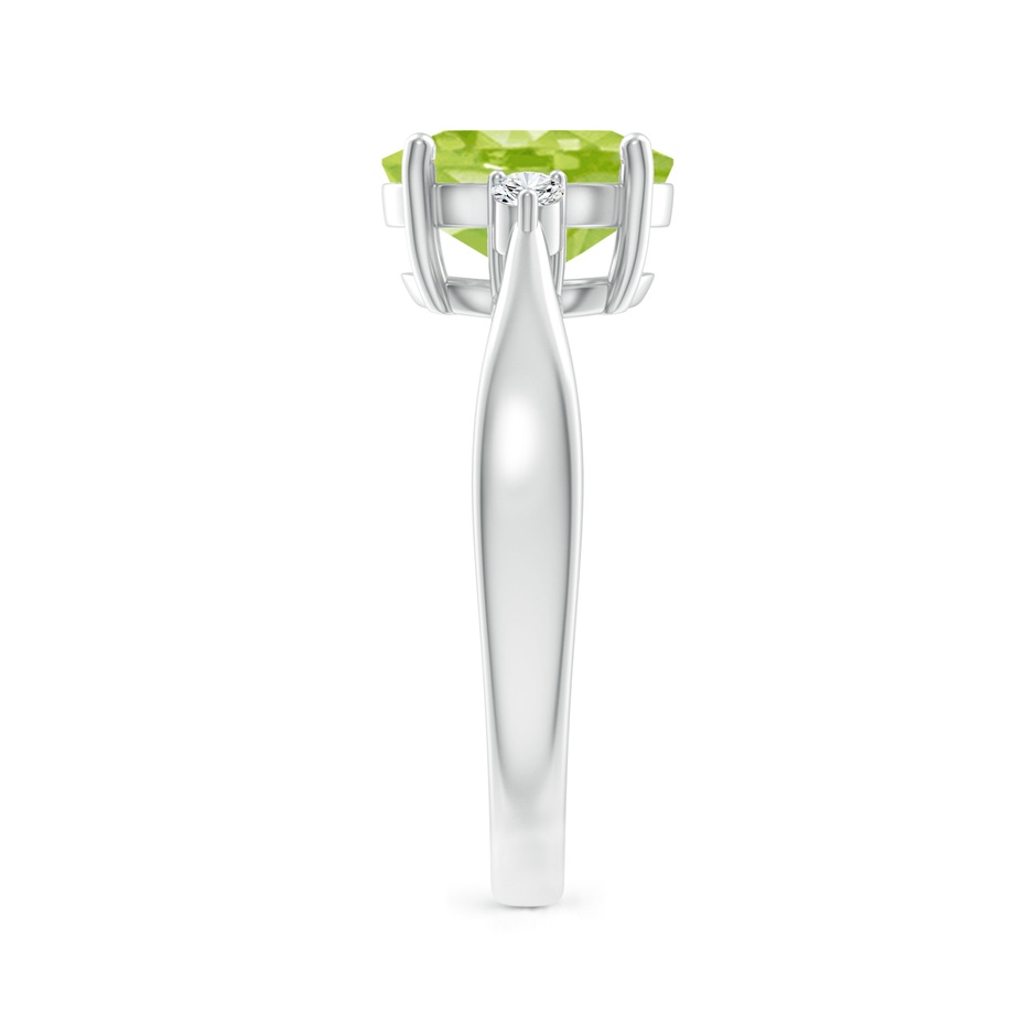 9x7mm AA Tapered Shank Peridot Solitaire Ring with Diamond Accents in White Gold side 299