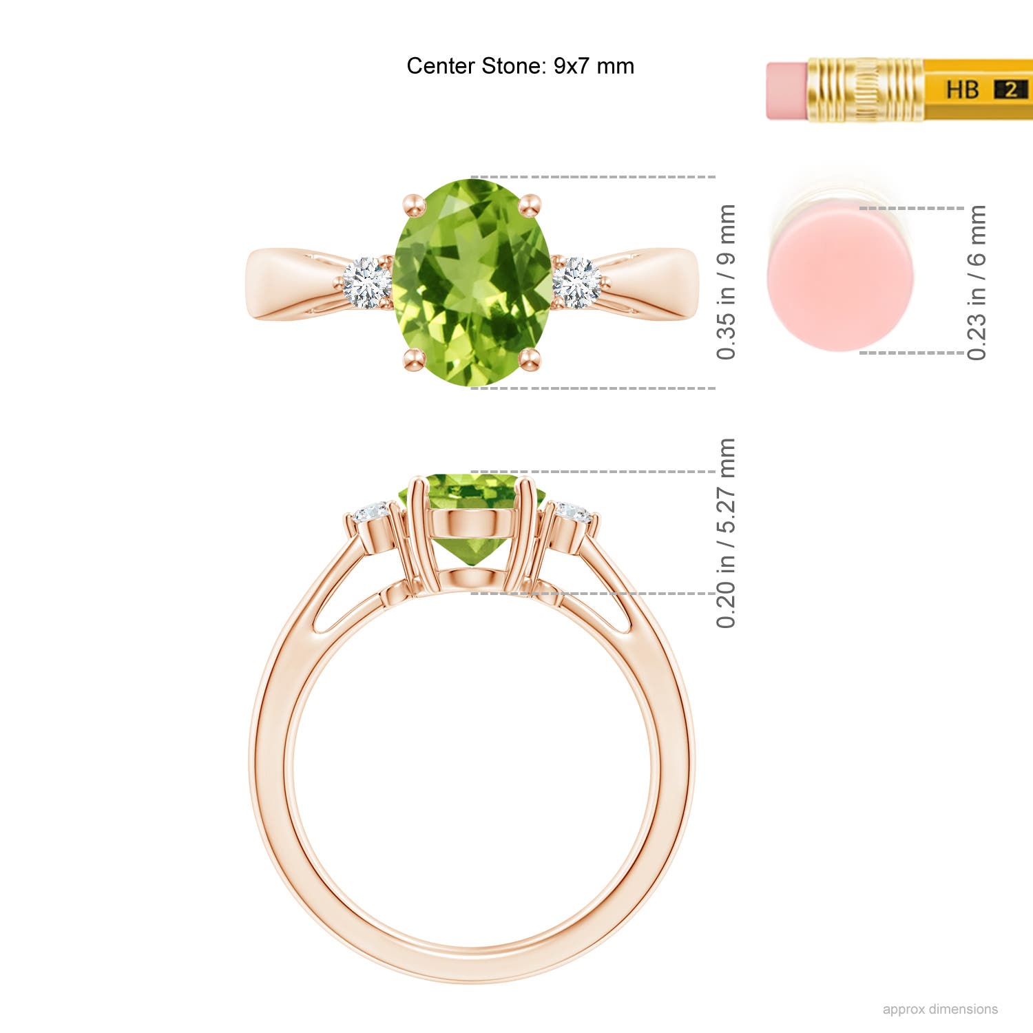 AAA - Peridot / 1.97 CT / 14 KT Rose Gold