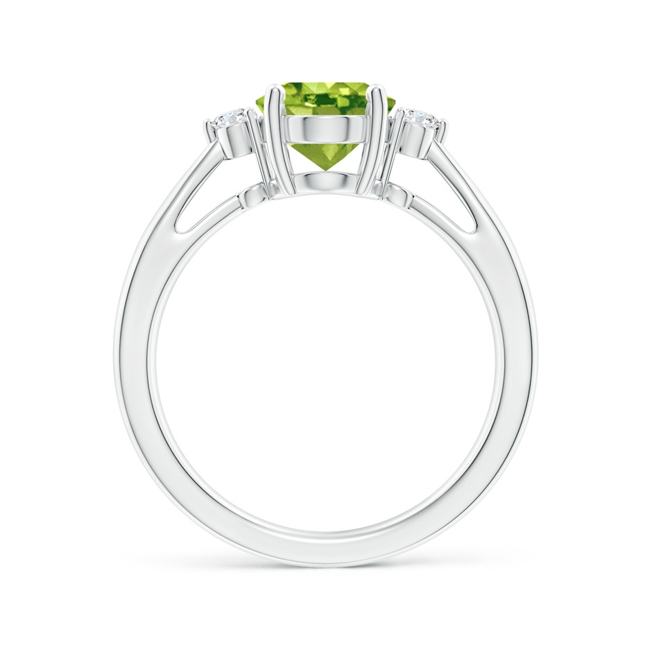 9x7mm AAA Tapered Shank Peridot Solitaire Ring with Diamond Accents in White Gold side 199