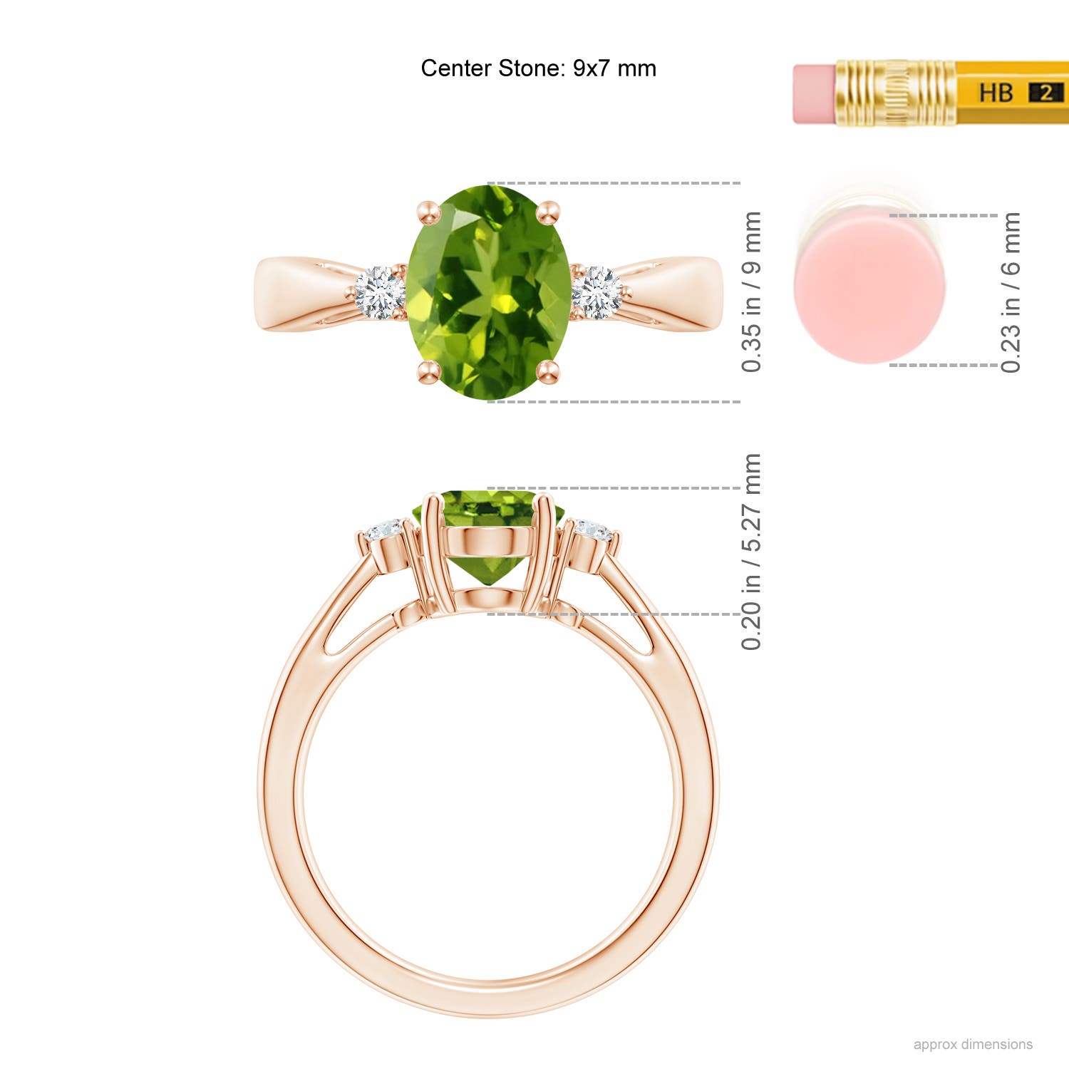 AAAA - Peridot / 1.97 CT / 14 KT Rose Gold