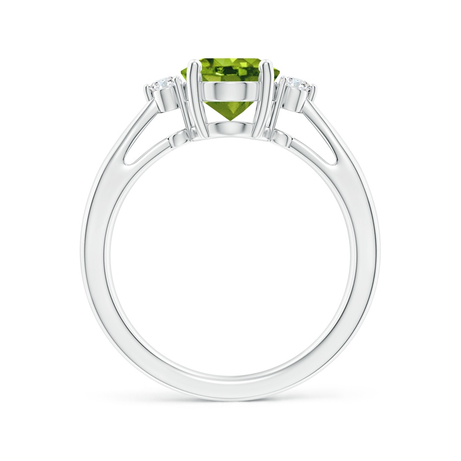 9x7mm AAAA Tapered Shank Peridot Solitaire Ring with Diamond Accents in White Gold side 199