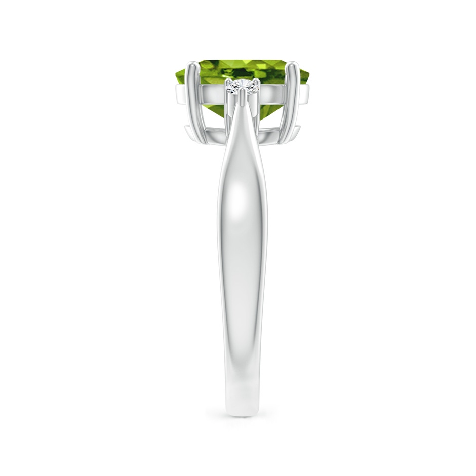 9x7mm AAAA Tapered Shank Peridot Solitaire Ring with Diamond Accents in White Gold side 299