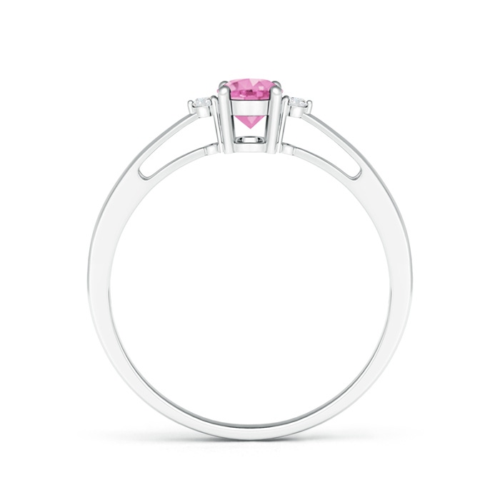 6x4mm A Tapered Shank Pink Sapphire Solitaire Ring with Diamond Accents in P950 Platinum product image