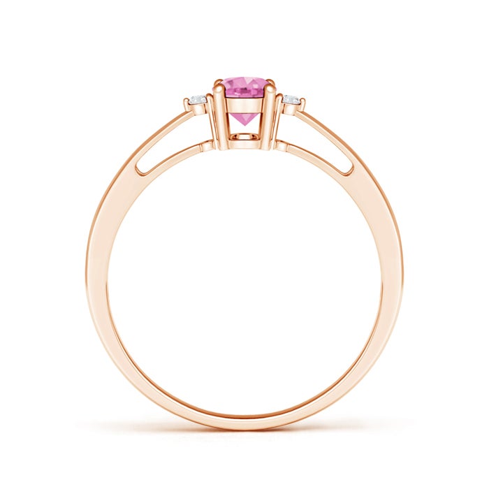Tapered Shank Pink Sapphire Solitaire Ring with Diamond Accents