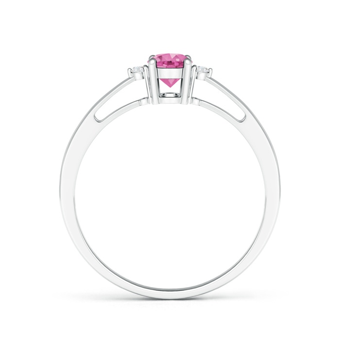 6x4mm AA Tapered Shank Pink Sapphire Solitaire Ring with Diamond Accents in P950 Platinum product image