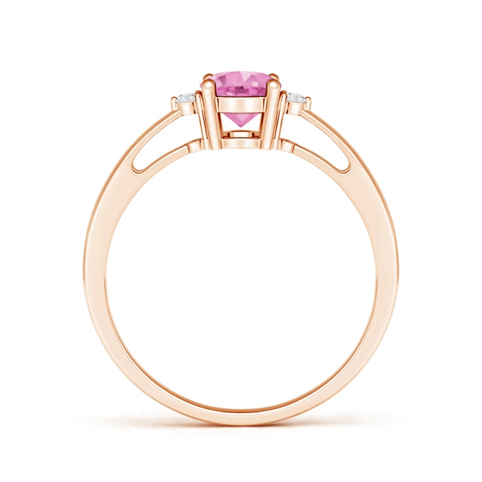 7x5mm A Tapered Shank Pink Sapphire Solitaire Ring with Diamond Accents in Rose Gold product image