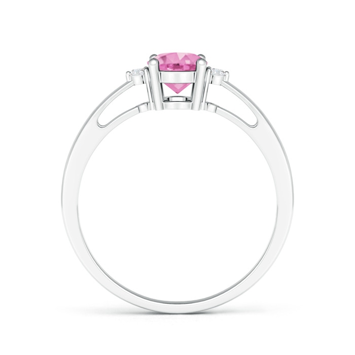 7x5mm A Tapered Shank Pink Sapphire Solitaire Ring with Diamond Accents in White Gold product image