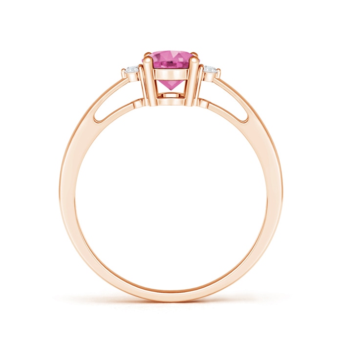 7x5mm AA Tapered Shank Pink Sapphire Solitaire Ring with Diamond Accents in Rose Gold product image
