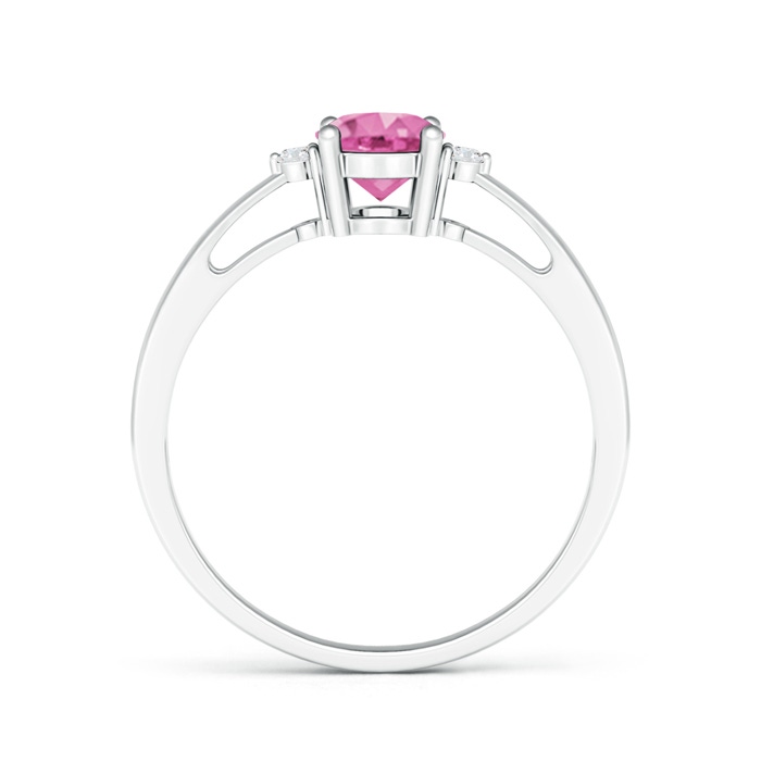 7x5mm AA Tapered Shank Pink Sapphire Solitaire Ring with Diamond Accents in White Gold product image