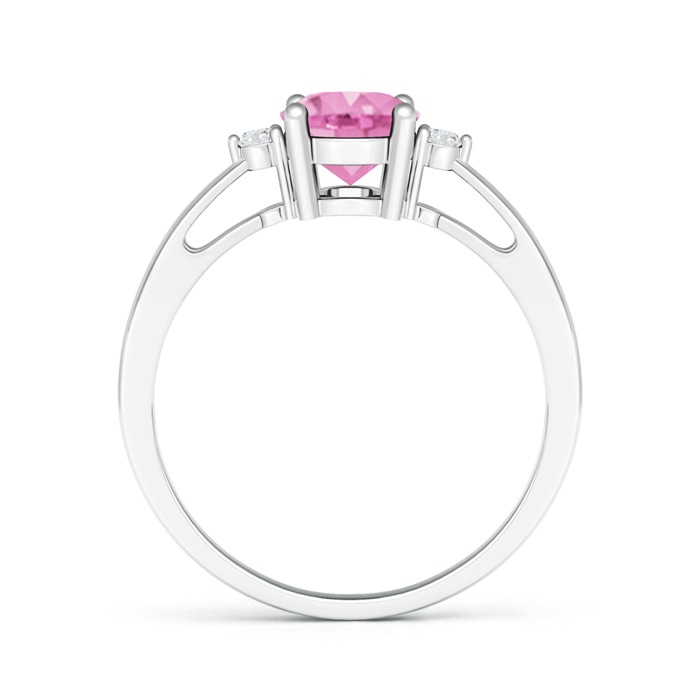 8x6mm A Tapered Shank Pink Sapphire Solitaire Ring with Diamond Accents in P950 Platinum product image