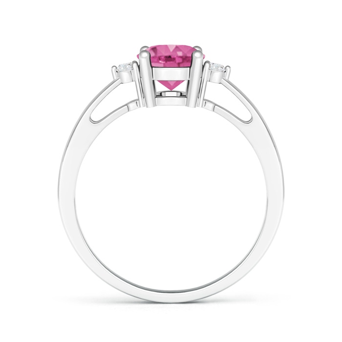 8x6mm AAA Tapered Shank Pink Sapphire Solitaire Ring with Diamond Accents in P950 Platinum product image