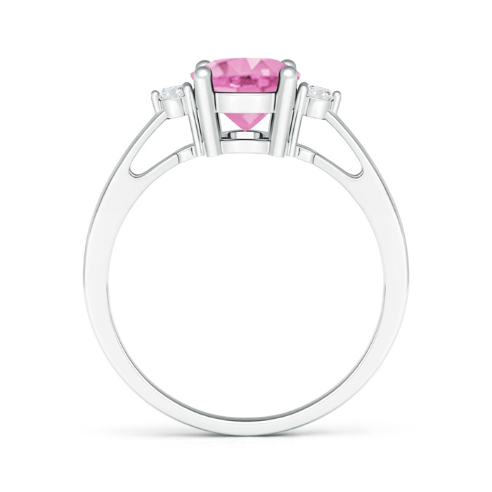 9x7mm A Tapered Shank Pink Sapphire Solitaire Ring with Diamond Accents in P950 Platinum product image