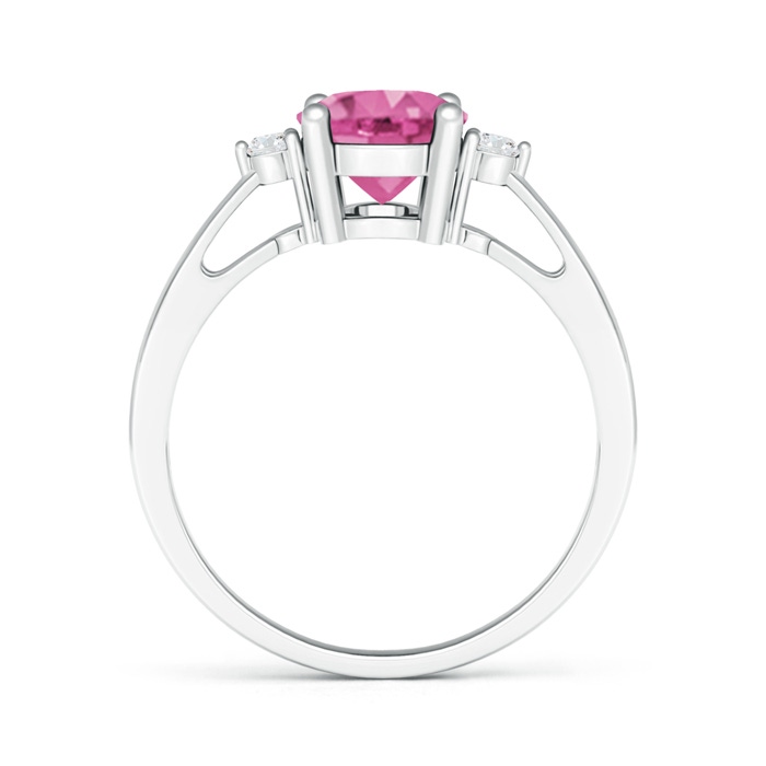 9x7mm AAA Tapered Shank Pink Sapphire Solitaire Ring with Diamond Accents in P950 Platinum product image