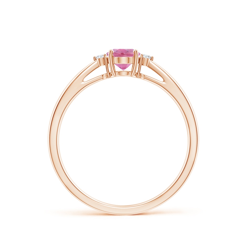 6x4mm A Tapered Shank Pink Tourmaline Solitaire Ring with Diamond Accents in 9K Rose Gold side 199