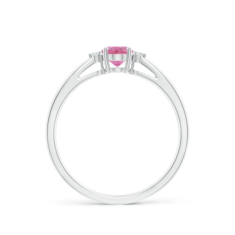6x4mm A Tapered Shank Pink Tourmaline Solitaire Ring with Diamond Accents in White Gold side 199