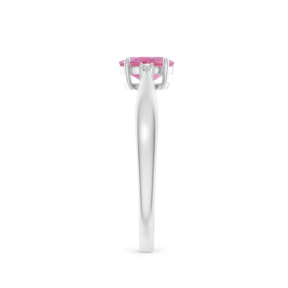 6x4mm A Tapered Shank Pink Tourmaline Solitaire Ring with Diamond Accents in White Gold side 299