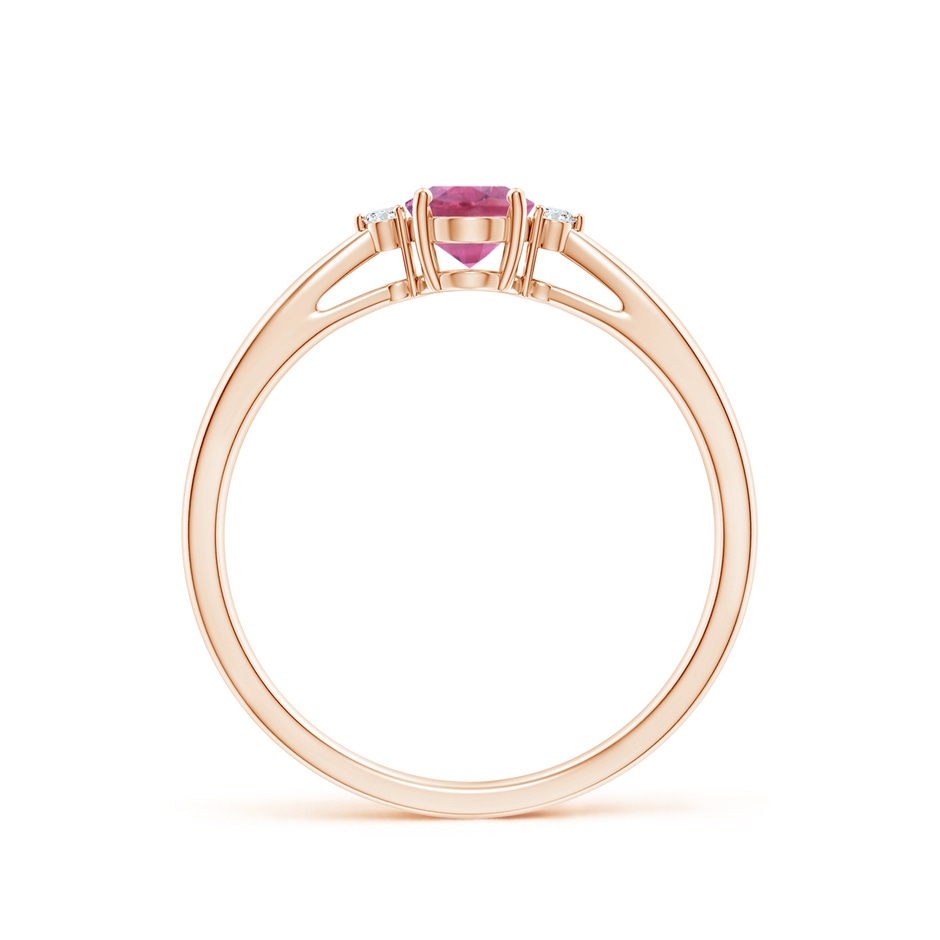 6x4mm AA Tapered Shank Pink Tourmaline Solitaire Ring with Diamond Accents in Rose Gold side 199